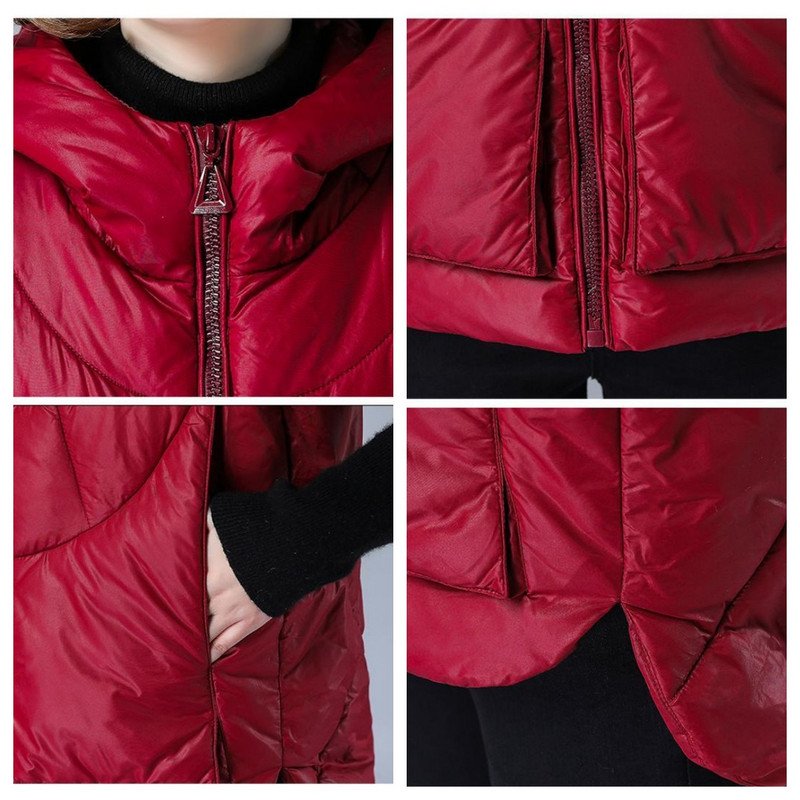 Vestă din bumbac cu glugă, toamnă iarnă pentru femei