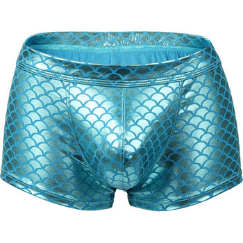 Fish Skin Leather Sexy Mens Underwear Boxers Brand U Convex Pouch Boxer Shorts Men U Convex Мъжки гащи