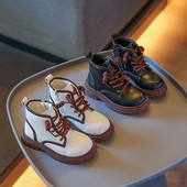 Dječje kratke čizme s obrubom, dječje gležnjače, zdepaste 26-36, crno-bijele, modne zimske plišane cipele od meke PU kože za djevojčice F10123