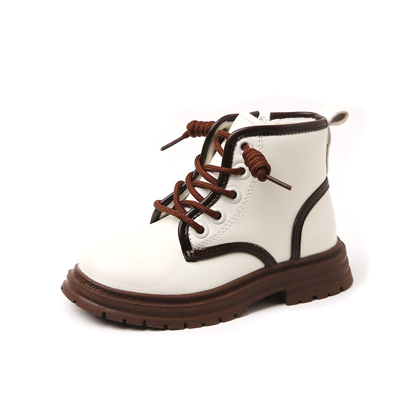 Dječje kratke čizme s obrubom, dječje gležnjače, zdepaste 26-36, crno-bijele, modne zimske plišane cipele od meke PU kože za djevojčice F10123