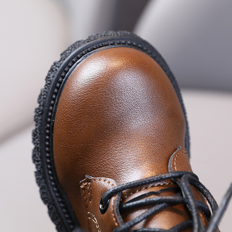 Zgodne klasične smeđe borbene čizme za malu djevojčicu, modne gležnjače s lancem za dječake, dječje motociklističke cipele E10214