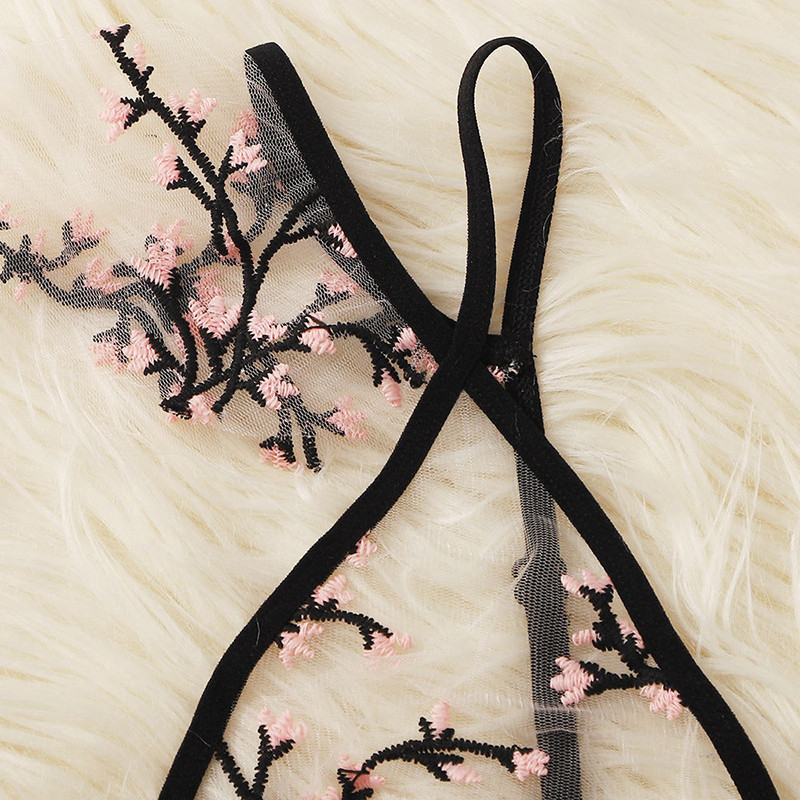 Seksualus apatinio trikotažo rinkinys nėriniuota liemenėlė ir kelnaitės, išsiuvinėtos liemenėlės, apatinės kelnaitės, moteriškos apatinės kelnaitės, permatomos erotinės liemenėlės trumpų rinkinių