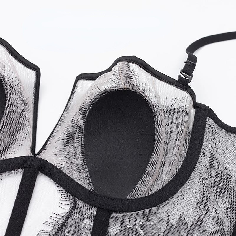 Lenjerie sexy din dantelă de gene franceză, sâni mari subțiri, sutien mic, inel din oțel moale, adunat frumos set sutien spate