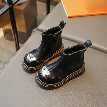 Модни метални деко ретро лачени боти до глезена за момичета Класически обувки с платформа за принцеса с кръгли пръсти Детски ботуши Челси G10211