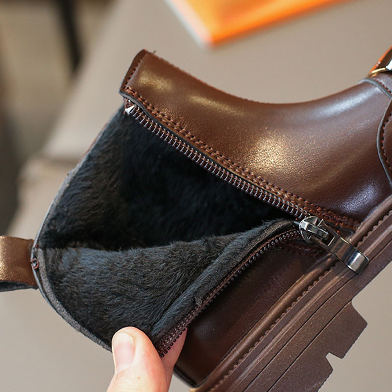 Modne metalne deko retro lakirane kožne gležnjače za djevojčice Klasične cipele s platformom za princezu s okruglim prstima Dječja Chelsea čizma G10211