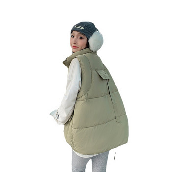 2023 Νέο γυναικείο παλτό από βαμβακερό γιλέκο Φθινοπωρινό χειμερινό γιακά αμάνικο βαμβακερό μπουφάν Γυναικείο casual γιλέκο Chaleco Mujer