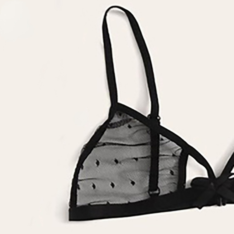 Σέξι γυναικεία εσώρουχα διχτυωτό 3τμχ Σετ σουτιέν Hollow Out Brassiere Διαφανές Σετ Εσωρούχων Polka Σετ Σουτιέν & Σλιπ Ρυθμιζόμενες τιράντες