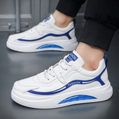 Pantofi de alergare de modă pentru bărbați, pernă de aer, pantof alb, ocazional, piele, respirabil, înălțime crescută, pantofi cu platformă plată, pantofi pentru bărbați