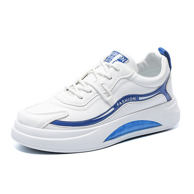 Pantofi de alergare de modă pentru bărbați, pernă de aer, pantof alb, ocazional, piele, respirabil, înălțime crescută, pantofi cu platformă plată, pantofi pentru bărbați