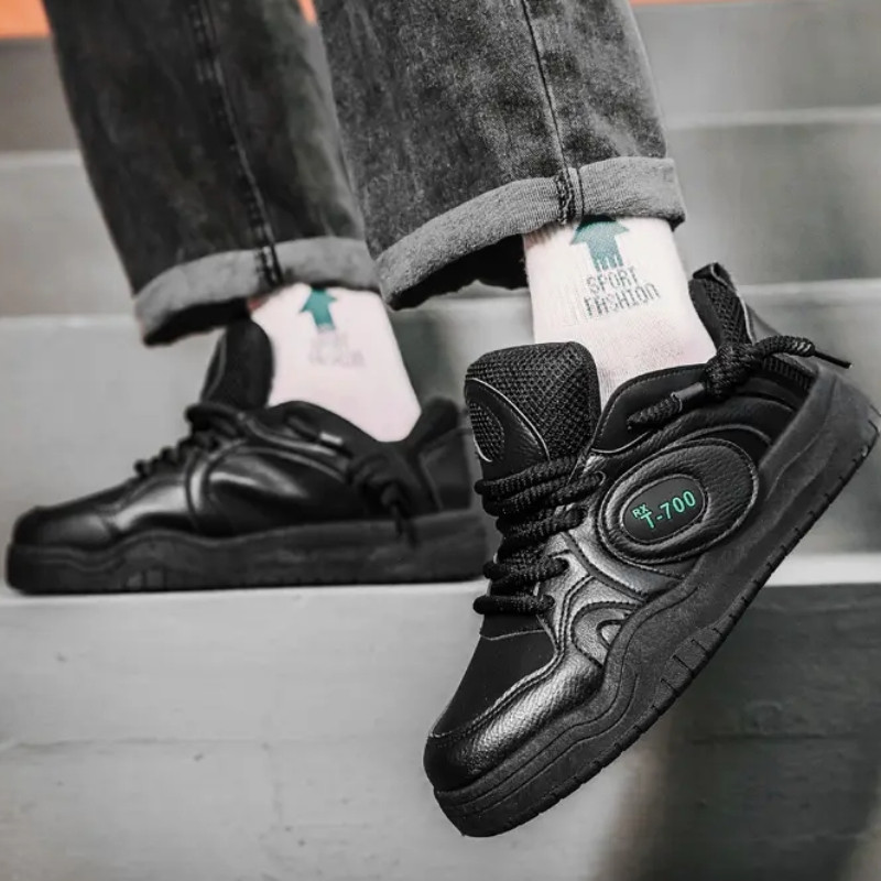 Pantofi de sport de modă pentru bărbați pantofi de alergare moi, ocazional din piele, respirabil, cu înălțime crescută, pantofi de bord cu platformă, tenis masculin