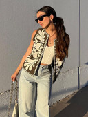 TRAF Letné ľahké dámske vesty Dámske vesty s výšivkou v národnom štýle pre ženy Patchwork Casual Vesty Topy