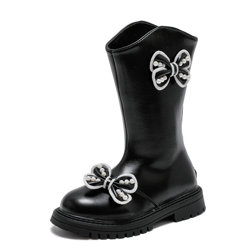 Jesenné a zimné detské módne vysoké čižmy 2023 Nové dievčenské dlhé čižmy z umelej kože Detské ploché čižmy, protišmykové, jednoduché čižmy J99