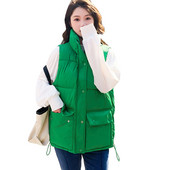 Novi ženski prsluk Pamučno podstavljena zimska jakna bez rukava, samostojeći ovratnik, široki ležerni kaputi Ženski prsluk Chaleco Mujer