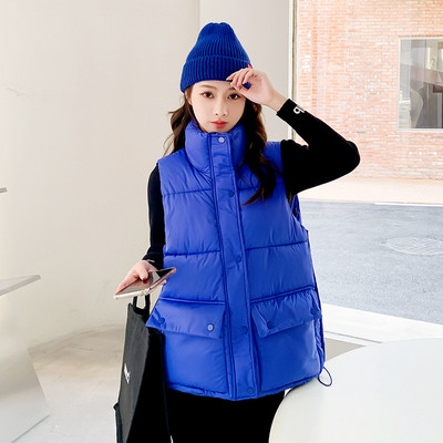 Novi ženski prsluk Pamučno podstavljena zimska jakna bez rukava, samostojeći ovratnik, široki ležerni kaputi Ženski prsluk Chaleco Mujer