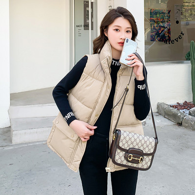 Novi ženski prsluk Pamučno podstavljena zimska jakna bez rukava, samostojeći ovratnik, široki ležerni kaputi Ženski prsluk Chaleco Mujer