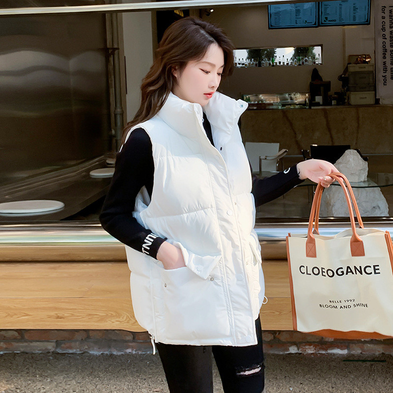 Novi ženski prsluk Pamučno podstavljena zimska jakna bez rukava, samostojeći ovratnik, široki ležerni kaputi Ženski prsluk Chaleco Mujer