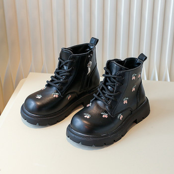 Κοντές μπότες για κορίτσια 2023 Φθινόπωρο Χειμώνας Νέα μόδα Παιδικά Δερμάτινα Παπούτσια Παιδικά Πλαϊνά φερμουάρ Μαλακή σόλα Μονό Μπότες J100