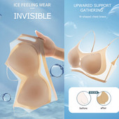Summer Cool Itin plona liemenėlė Ice Silk Bralette Woman Be pėdsakų apatiniai Beauty Back Sexy Bras Moterų apatinis trikotažas Besiūlis viršus