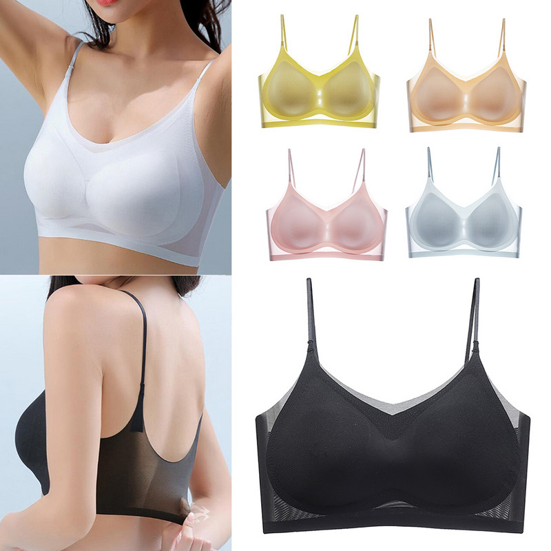 Summer Cool Itin plona liemenėlė Ice Silk Bralette Woman Be pėdsakų apatiniai Beauty Back Sexy Bras Moterų apatinis trikotažas Besiūlis viršus