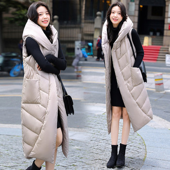 2023Νέα γιλέκα X-Long Hooded Parkas Fashion Χειμερινό μπουφάν Γυναικείο Casual Χοντρό Βαμβακερό Χειμερινό Παλτό Γυναικείο Ζεστό Γιλέκο Chaleco