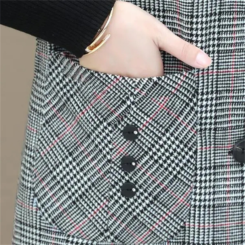 Proljeće Nova majčinska karirana vesta Sredovječne žene Dugi kaput Ženska vesta bez rukava Jakna Prsluk Ženska gornja odjeća Chaleco Mujer