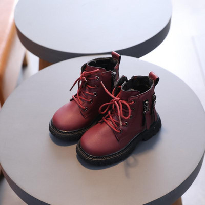 Zimske čizme za djevojčice, modni dizajn s dvostrukim patentnim zatvaračem, dječje ležerne kožne čizme, dječje neklizajuće kratke čizme G328