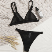 Prugasti prozirni komplet donjeg rublja Žensko ultra-tanko bešavno donje rublje Donje rublje od čelične mrežaste žice Seksi donje rublje Žensko tijelo