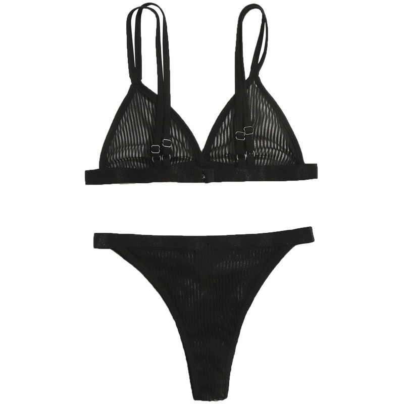 Prugasti prozirni komplet donjeg rublja Žensko ultra-tanko bešavno donje rublje Donje rublje od čelične mrežaste žice Seksi​ ​donje rublje Žensko tijelo