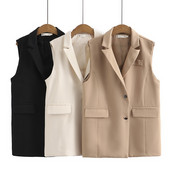 Ανοιξιάτικο/Καλοκαίρι γυναικείο κοστούμι γιλέκο παλτό Νέο μονόχρωμο αμάνικο μπουφάν Φαρδύ μεγάλο μέγεθος Γυναικείο γιλέκο Εξωτερικό Chaleco Mujer XL-4XL