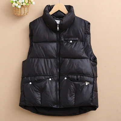 Nouă toamnă iarnă lucioasă din bumbac jachetă femei vestă coreeană largi guler stand jachetă fără mâneci pardesie femei vestă de sus