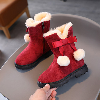 Κοριτσίστικες μπότες χιονιού Νέα μόδα Άνετα χοντρές ζεστές παιδικές μπότες Χειμερινές χαριτωμένοι φιόγκοι συν βελούδινες ψηλές μπότες Βαμβακερά παπούτσια H223