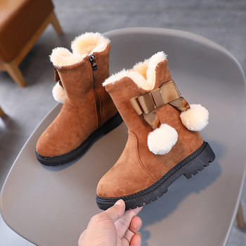 Κοριτσίστικες μπότες χιονιού Νέα μόδα Άνετα χοντρές ζεστές παιδικές μπότες Χειμερινές χαριτωμένοι φιόγκοι συν βελούδινες ψηλές μπότες Βαμβακερά παπούτσια H223