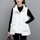 Nova zimska ultra-lagana široka jakna s prslukom, ženski bijeli pačji puh, samostojeći ovratnik, korejska verzija, jednobojni prsluk velike veličine