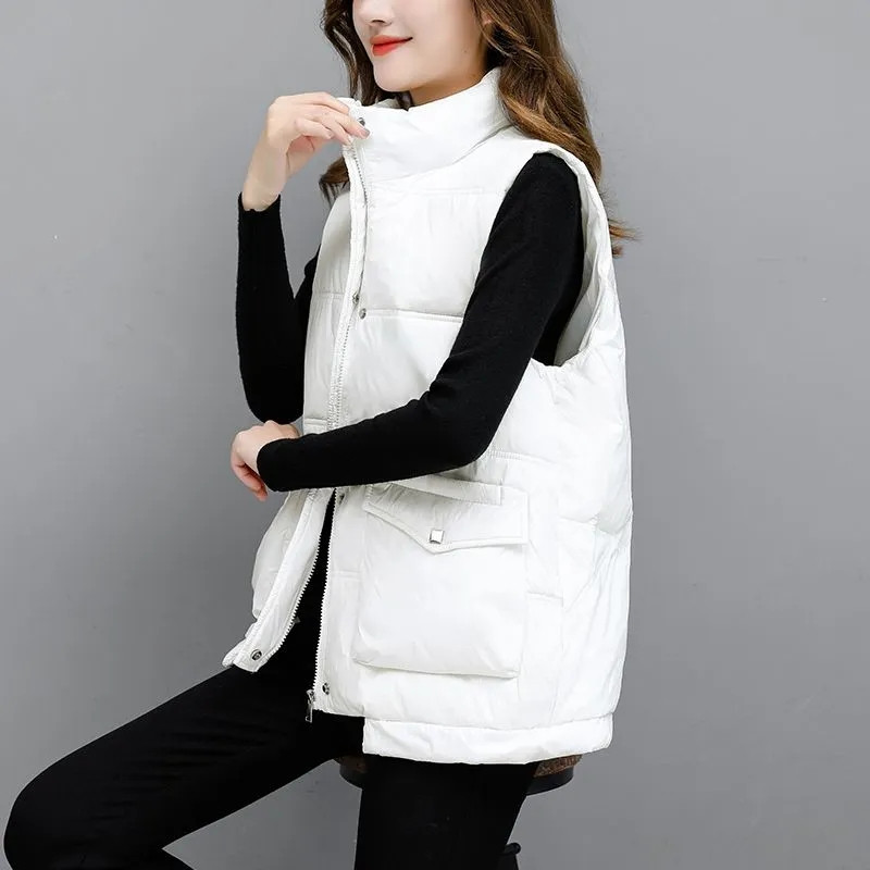 Nova zimska ultra-lagana široka jakna s prslukom, ženski bijeli pačji puh, samostojeći ovratnik, korejska verzija, jednobojni prsluk velike veličine
