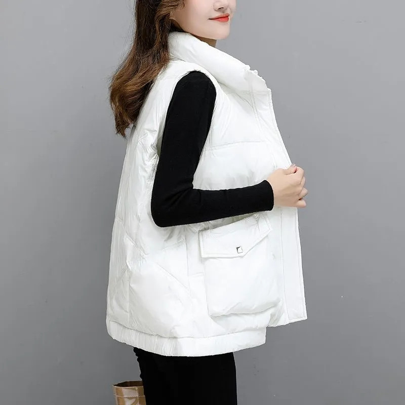 Nova zimska ultra-lagana široka jakna s prslukom, ženski bijeli pačji puh, samostojeći ovratnik, korejska verzija, jednobojni prsluk velike veličine