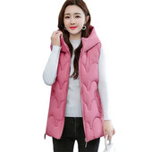 2021. Ženska zimska napuhana vesta Jednobojne ženske jakne bez rukava s kapuljačom Prsluk s patentnim zatvaračem za ženske kapute s pamučnim prslukom Chaleco Mujer