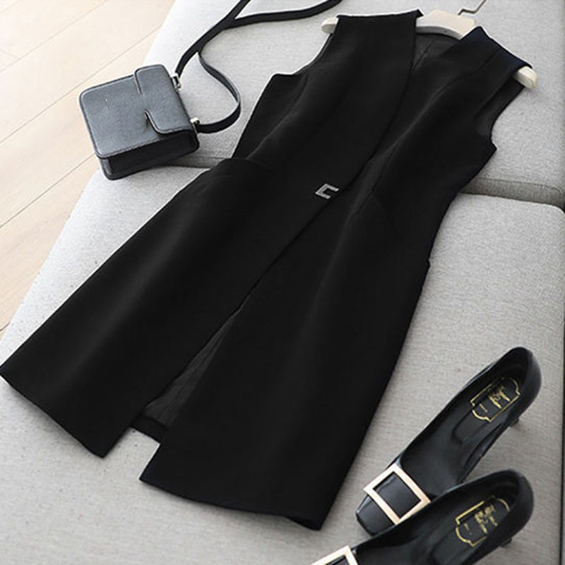 Proljeće Jesen Ženski prsluk Kaput Nova moda Srednje duga jakna bez rukava Uredski ženski prsluk Ženska gornja odjeća Ležerne majice