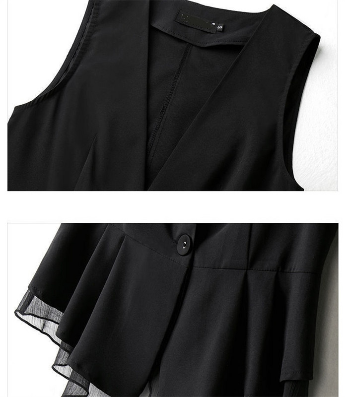 Pavasario vasaros moterų liemenės paltas Nauji ploni šifoniniai viršutiniai moteriški liemenė be rankovių striukė Juoda trumpas paltas Chalecos Para Mujer5XL