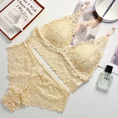 Seksi čipkasti ženski komplet donjeg rublja Kompleti bešavnih grudnjaka bez žica Kompleti izdubljenih grudnjaka i gaćica za žene Intimno rublje s vezom