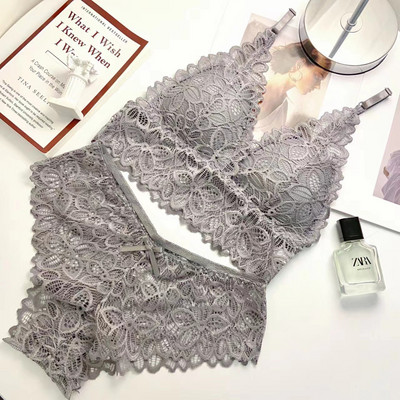 Seksi čipkasti ženski komplet donjeg rublja Kompleti bešavnih grudnjaka bez žica Kompleti izdubljenih grudnjaka i gaćica za žene Intimno rublje s vezom