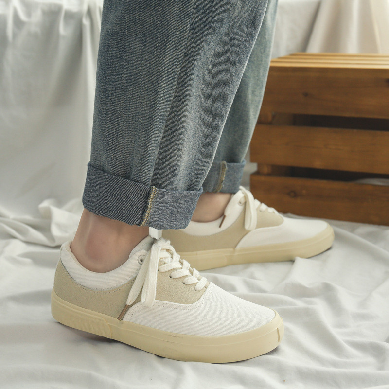 40-44 Muške cipele od vulkaniziranog platna Muške jesenske proljetne ravne pete na vezanje Jednobojne ležerne plimne struje Udobna obuća Hw38