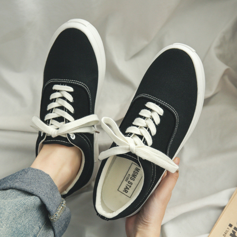 40-44 Muške cipele od vulkaniziranog platna Muške jesenske proljetne ravne pete na vezanje Jednobojne ležerne plimne struje Udobna obuća Hw38