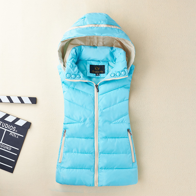 2023 m. žiemos nauja pūkinė moteriška liemenė su gobtuvu rudeninė šilta liemenė be rankovių, moteriška medvilninė paminkštinta liemenė M-3XL