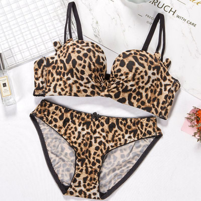 Set de sutien pentru femei fără cusături, leopard și sutien de culoare solidă, pantaloni cu talie joasă, sutien pentru femei fără sârmă, sutien moale, confortabil, set de lenjerie sexy