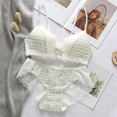 Γυναικείο Σετ σουτιέν Ιαπωνικής Κορέας Σέξι εσώρουχα με χαμηλή μέση σύρμα δωρεάν σουτιέν Εσώρουχα Brassiere Bralette Γυναικεία χαριτωμένα δαντέλα σετ εσωρούχων