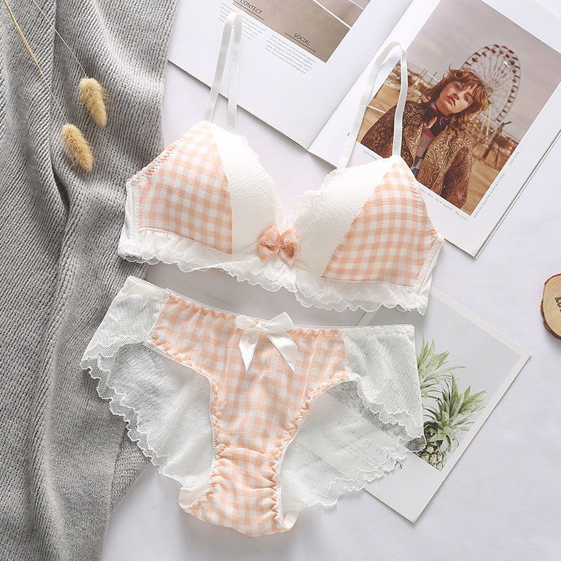 Γυναικείο Σετ σουτιέν Ιαπωνικής Κορέας Σέξι εσώρουχα με χαμηλή μέση σύρμα δωρεάν σουτιέν Εσώρουχα Brassiere Bralette Γυναικεία χαριτωμένα δαντέλα σετ εσωρούχων