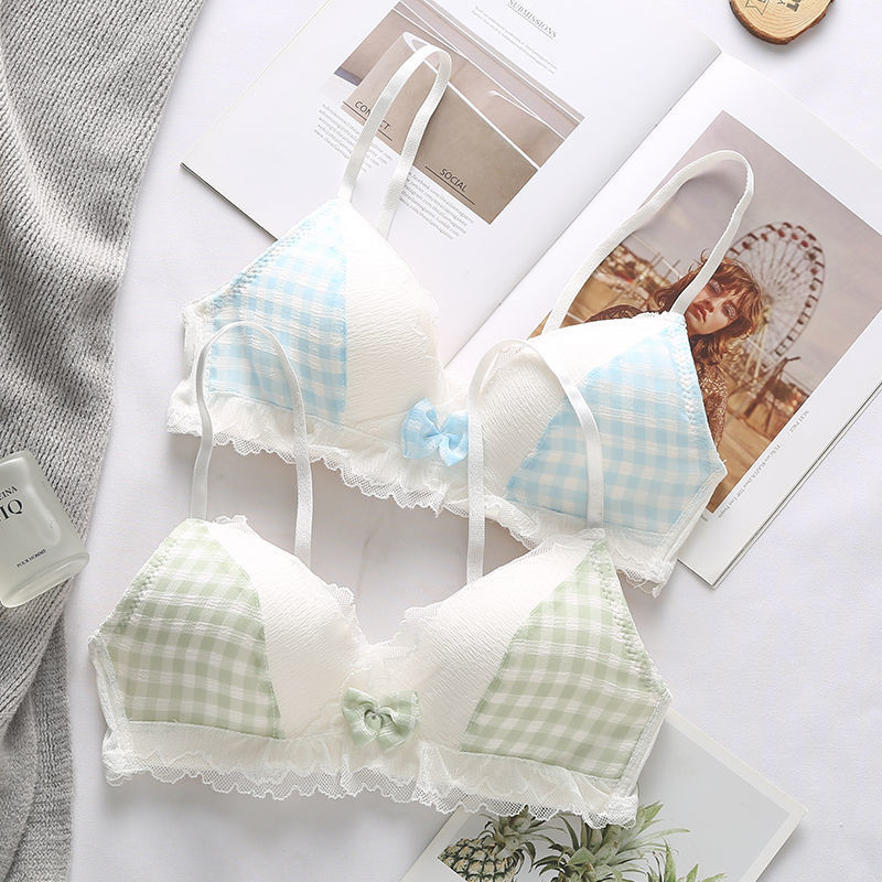 Γυναικείο Σετ σουτιέν Ιαπωνικής Κορέας Σέξι εσώρουχα με χαμηλή μέση σύρμα δωρεάν σουτιέν Εσώρουχα Brassiere Bralette Γυναικεία χαριτωμένα δαντέλα σετ εσωρούχων