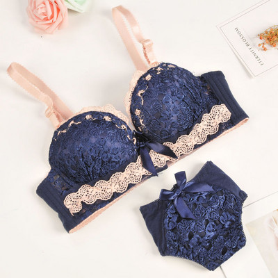 Komplet grudnjaka i gaćica ropa interior femenina Žensko donje rublje Čipkano donje rublje 2 komada AB košarice Komplet grudnjaka Komplet grudnjaka s cvjetnim vezom Donje rublje