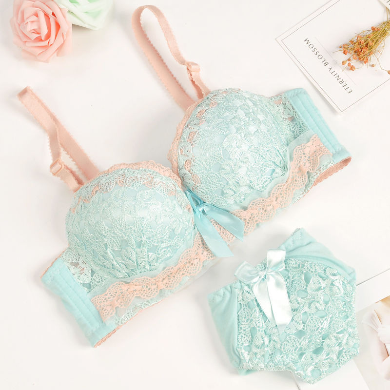 Komplet grudnjaka i gaćica ropa interior femenina Žensko donje rublje Čipkano donje rublje 2 komada AB košarice Komplet grudnjaka Komplet grudnjaka s cvjetnim vezom Donje rublje