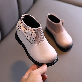 Παιδικές βαμβακερές μπότες Χειμερινά παπούτσια για κορίτσι Παιδικά δερμάτινα μποτάκια με μαλακή σόλα Cute Bowknot Baby βελούδινα κοντές μπότες Δωρεάν αποστολή